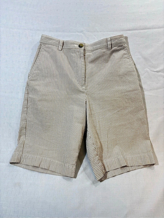 Lands' End Pants - Island's End High Rise Shorts Striped Shorts in Brown & White Size 4